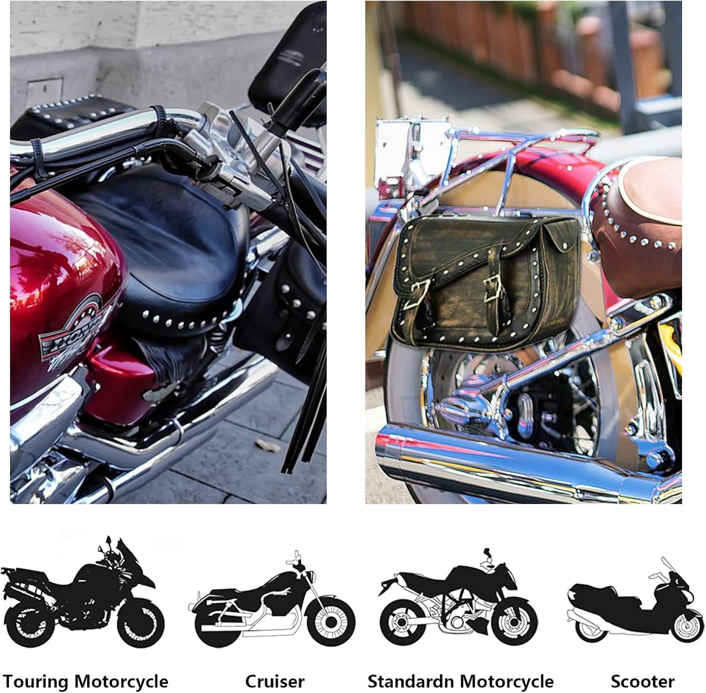 GARGOYLE BELLS Genuine Leather Motorcycle Saddle Bags Motorcycle Luggage Bag For Softails Sportsters Dyna ect