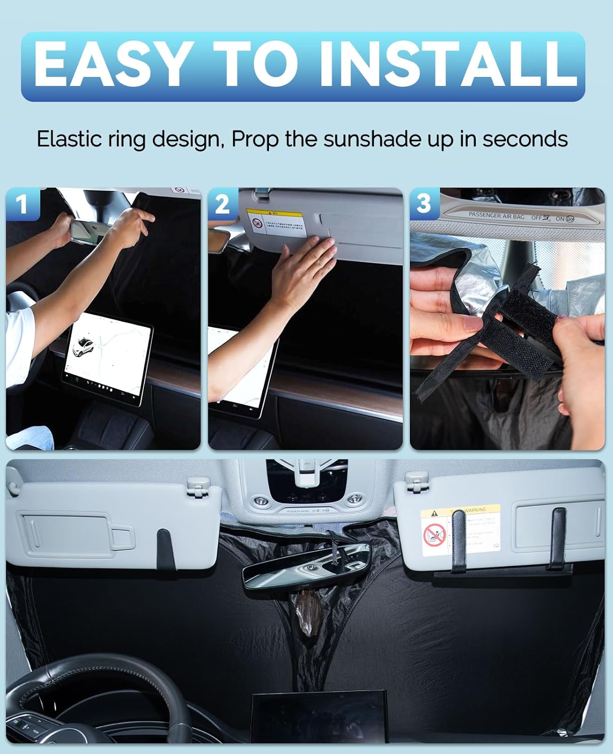 Sun Shade Windshield Sunshades Cover for Honda Civic 2012-2014 2015 Foldable Sun Visor Window Shields Fits Civic Sedan, Coupe, Hatchback, LX, EX, EX-L, Sport,Touring Accessories Blocks UV Rays