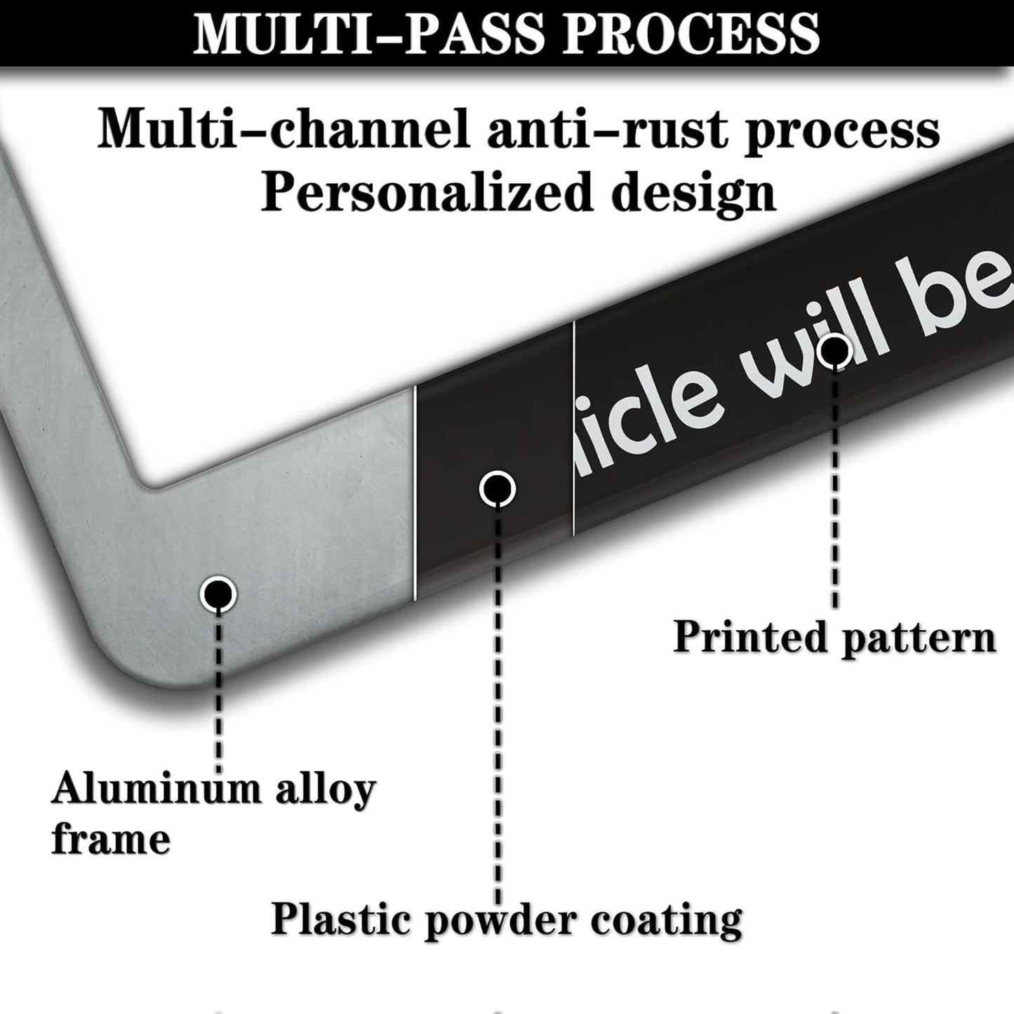 License Plate Frames Black and White License Plate Frame in Case of Rapture Vehicle Will Be Unoccupied Aluminum Metal Car Accessory 2 Pack with Screw Covers Set