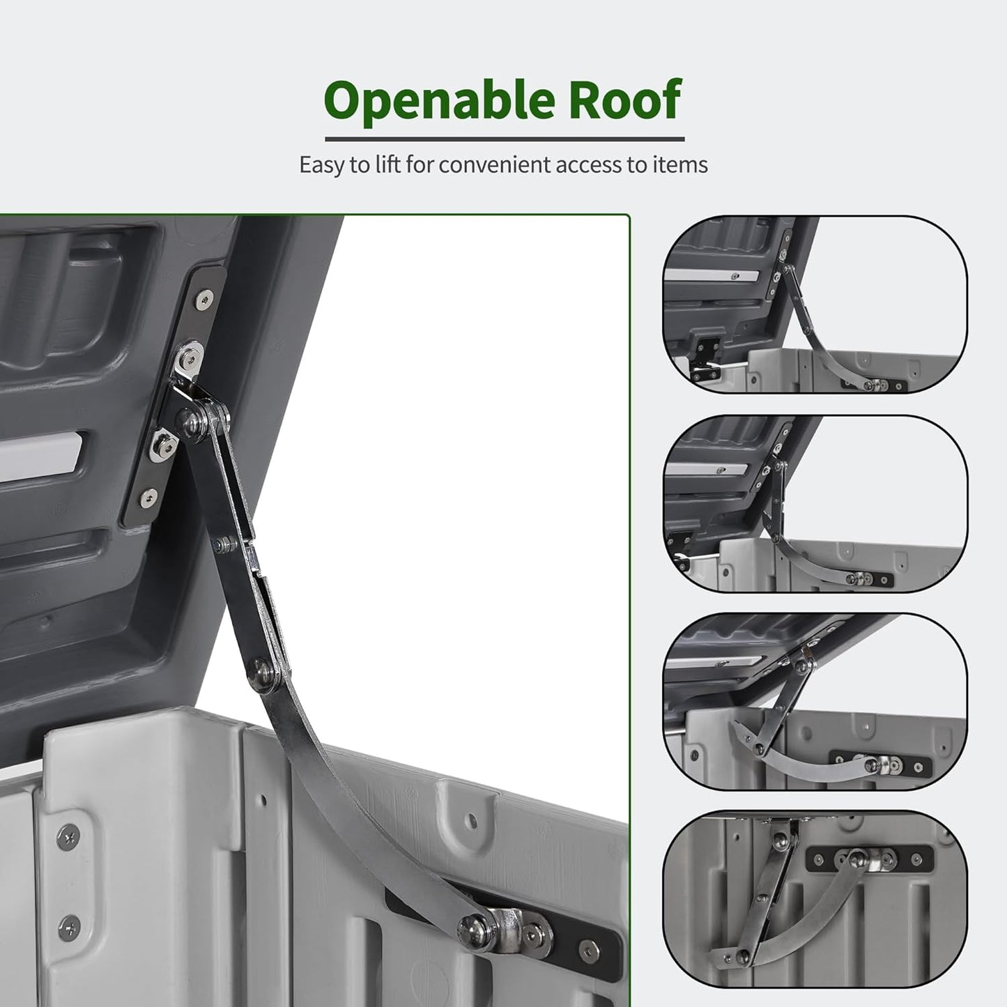 Macrout 25 Cu.Ft Small Plastic Outdoor Storage Cabinet with Shelves, 4.3 x 2.5 ft Waterproof Resin Outdoor Storage Shed with Floor, Lockable Horizontal Shed for Garden and Patio