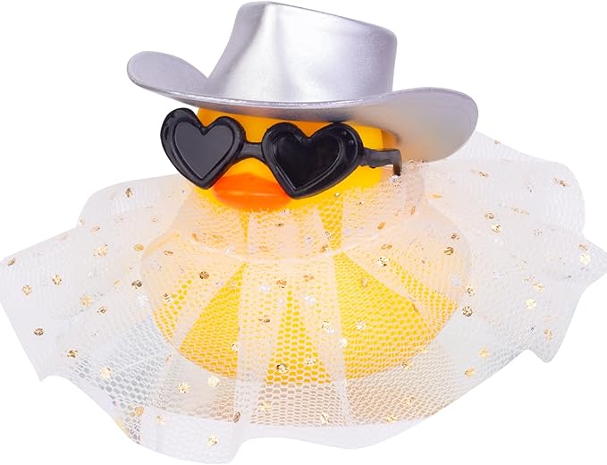 Car Rubber Duck Ornament Cute Duck Car Dashboard Decoration Accessories with Mini Hat Sunglasses and Skirt for Car Dashboard Decoration Accessories(A28)