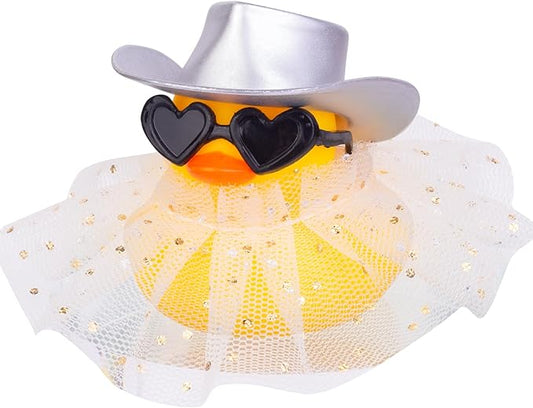 Car Rubber Duck Ornament Cute Duck Car Dashboard Decoration Accessories with Mini Hat Sunglasses and Skirt for Car Dashboard Decoration Accessories(A28)