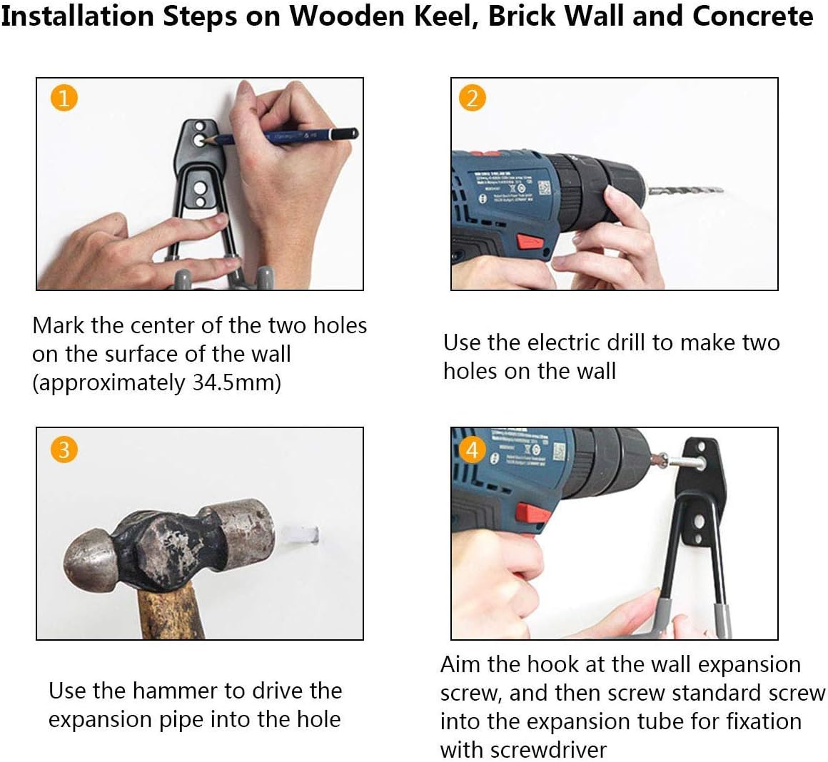 Garage Storage Utility Hooks，Garage Garden Tool Organizer，Steel Wall Mount Hooks, Garden Small U Hooks (4 Pack-Black)