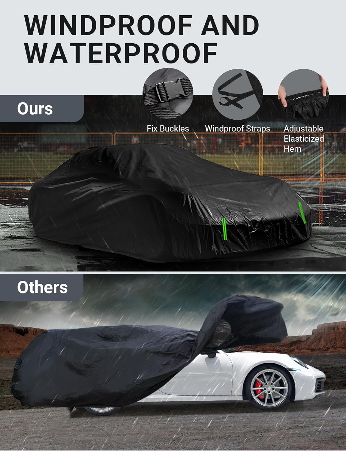 Proadsy 2025 Upgrade Car Cover for Porsche 911 Carrera (996/997 Series) 1998-2024 2025, Windproof All Weather Waterproof Sun Rain UV Dust Snow Protection Full Outdoor Indoor Exterior Car Covers