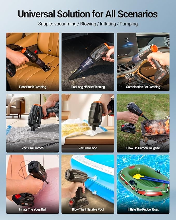 SEALIGHT Handheld Car Vacuum Wireless, Handheld Vacuum Cleaner with 21000pa High Power Suction, Two Batteries Long Endurance, 18V/120W Mini Vacuum Cleaner for Car, Home, Office