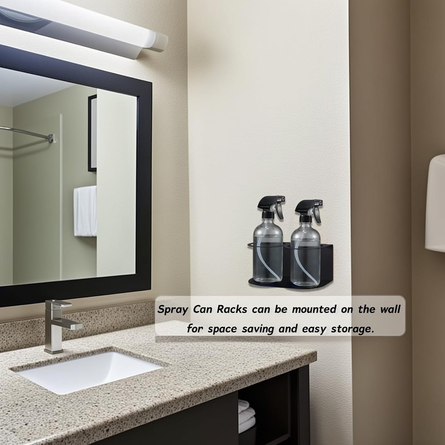 2 Pack Spray Bottle Holder Wall Mount, Metal Aerosol Spray Can Holder Rack Organizer with Double Holes, Heavy Duty Paint Bottle Can Storage Rack with Hardware Easy Install for Garage Home Workspace