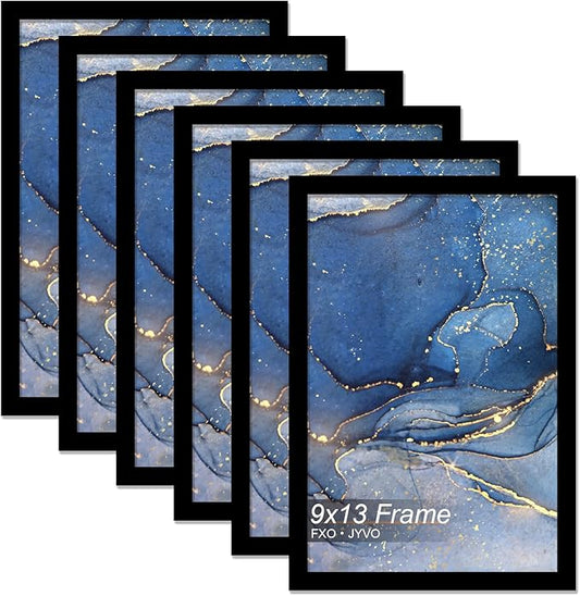 9x13 Picture Frame Set of 6, Black Frame for 9 x 13 Inch Picture Poster Photo, Light Weight and High Transparent 9 by 13 Frame for Wall - 6 Pack/Black/9"x13"