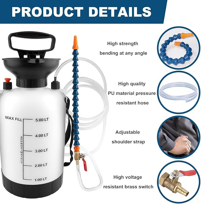 5L Transmission Fluid Pump, Car Transmission Fluid Hand Pump, Transmission Oil Pump, for Automotive Trucks Marine Engines, Teflon Tape & Gloves