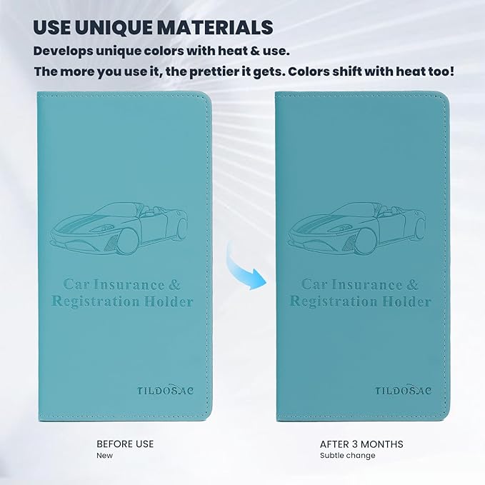 Car Registration & Insurance Card Holder Leather Auto Glove Box Organizer Document Wallet with Magnetic Shut