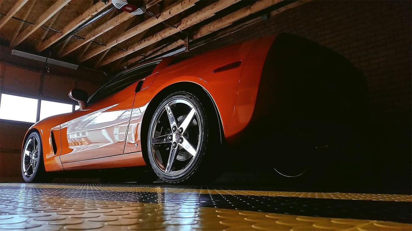 RaceDeck CircleTrac, Durable Interlocking Modular Garage Flooring Tile (24 Pack), Yellow