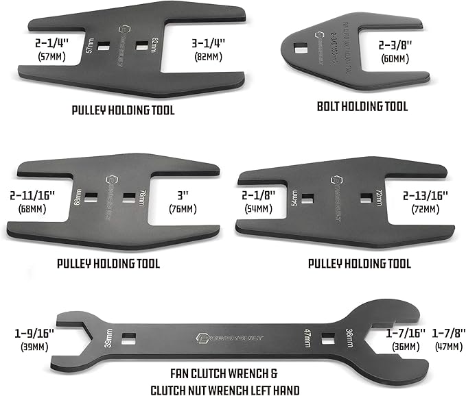 Powerbuilt Master Fan Clutch Wrench Set, Remove and Install Tools for AC Clutches, Air Conditioning System Components, Pulley Holing Tool, Storage Case - 647759