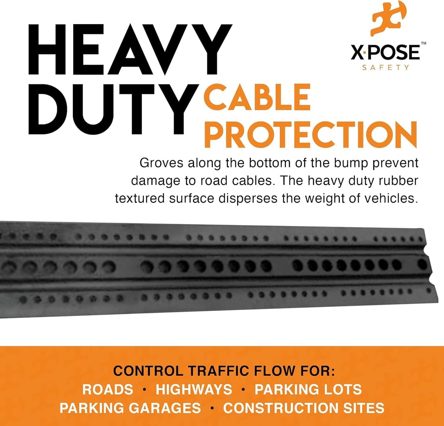 Xpose Safety 2-Pack Speed Bump Strips – 6 Ft Rubber Speed Humps with Modular Interlocking Design - Stop and Slow Cars - for Outdoor, Road, Ramp Ends, Driveway Curb Ramps