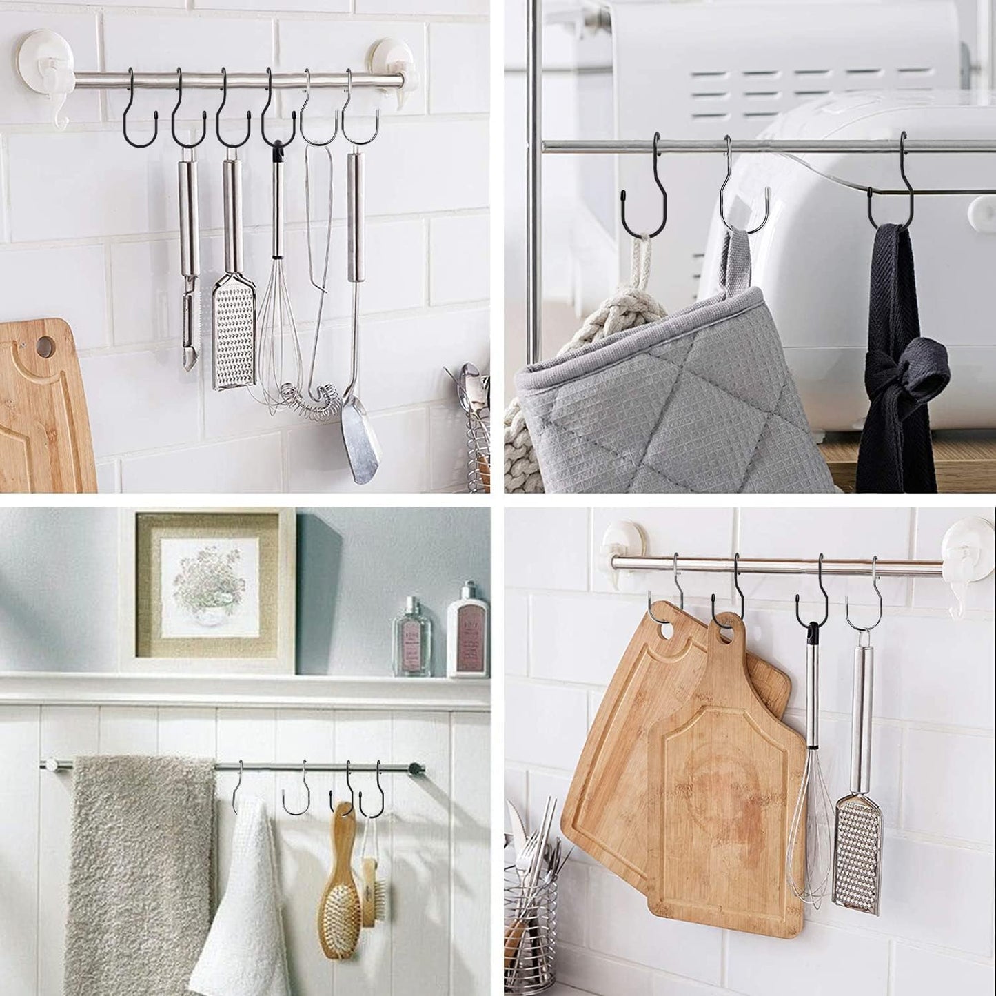 Unique Twist Design Bag Hanger Purse Hooks - 5 Inch Large Size Closet Rod Hooks for Hanging Bags, Purses, Handbags, Belts, Scarves, Hats, Clothes, Pans and Pots (12 Pack)