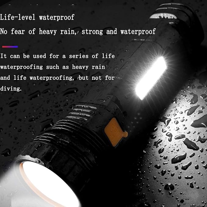 Solar/Rechargeable Multi Function 1000 Lumens LED Flashlight, with Emergency Strobe Light and 1200 Mah Battery, Emergency Power Supply and USB Charging Cable, Fast Charging (8PC)