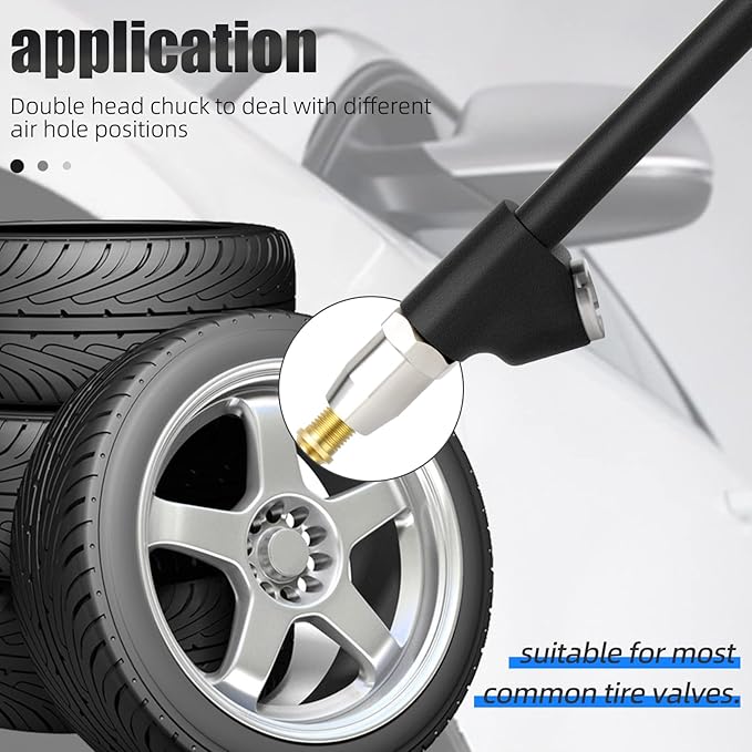 MEANLIN MEASURE Black Double Straight Type Tire Pressure Gauge，Dual Head Air Pressure Gauge 5Pcs，Pressure Range 10-150 Psi(Suitable for Trucks, etc.