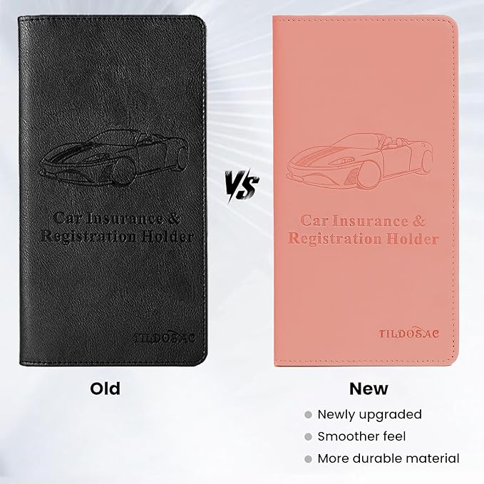 Car Registration & Insurance Card Holder Leather Auto Glove Box Organizer Document Wallet with Magnetic Shut
