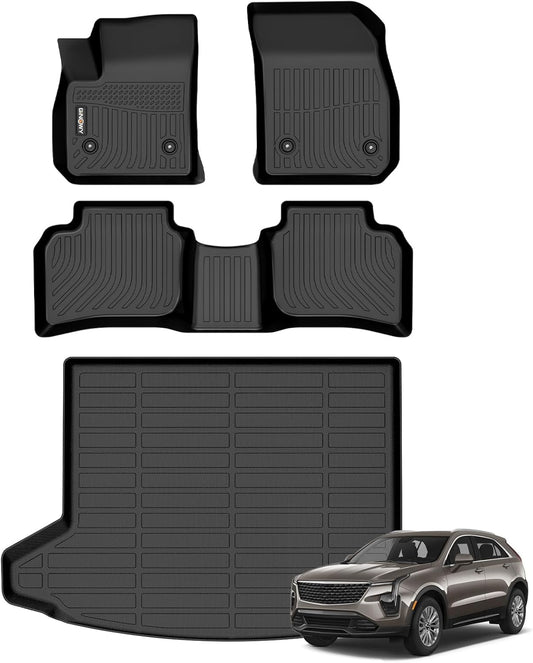 GINOWY-Floor Mats & Cargo Liner for Cadillac XT4 2019-2025丨TPE All Weather Car Floor for Cadillac XT4丨XT4 Car Mats, XT4 Cargo Mat Trunk Mat for Cadillac XT4 Car Accessories
