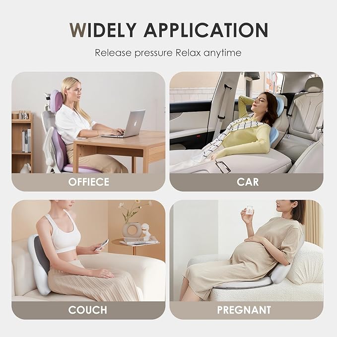 FLORICH Car Seat Cushion and Back Support for Car Ultrathick Memory Foam Office Chair Cushions with Lumbar Support Pillow for Sciatica & Back & Tailbone Pain Relief (Grey)