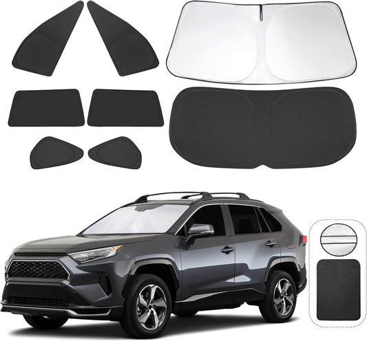 TINGLU Window Shades for Toyota RAV4 2019-2024 2025 Accessories Car Side Full Windows Rear Triangular Windshield Sun Shade Sun UV Rays & Privacy Protection for Camping,Napping,and Relaxing 8PCS