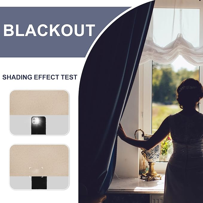 JIUZHEN Blackout Curtains for Bedroom - Thermal Insulated Room Darkening Rod Pocket Curtains for Living Room, Set of 2 Panels with Tiebacks, 38 x 84 Inch Length, Beige
