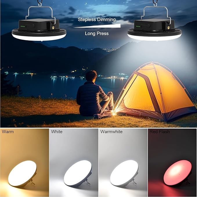 16500mAh 60W Rechargeable Solar Camping Light 3000LM 2700/4000/6500K LED Camping Lantern Portable Waterproof Tent Light Solar Power Failure for Christmas Day Gift (Standard)