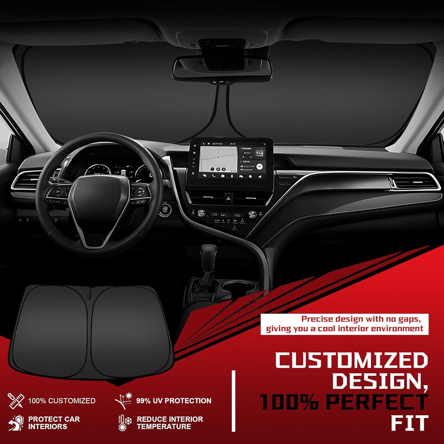 Windshield Sun Shade for 2016-2025 Volvo XC90 Foldable Sun Sunshade for Car Front Window Blocks UV Rays and Heat Automotive Interior Protector Custom Fit Accessories