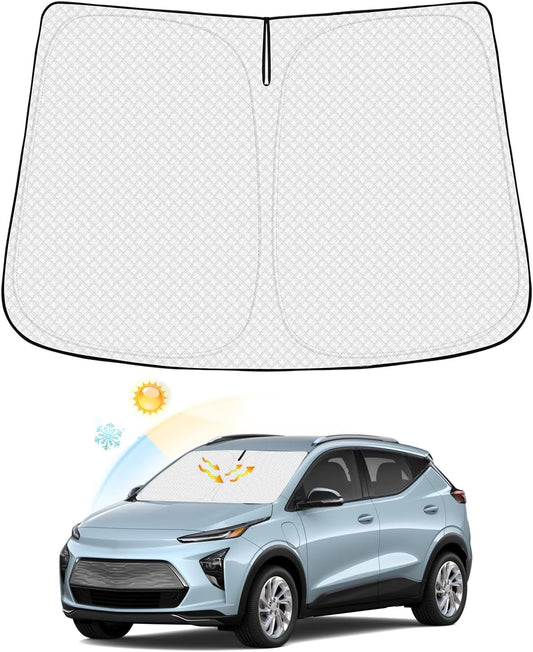 Windshield Sun Shade for 2022-2024 2025 Chevrolet/Chevy Bolt EUV Accessories (NOT for Bolt EV) Thicken 6-Layer Front Window Sunshade Cover Sun Visor Protector Foldable Block UV Rays