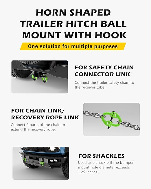 1/2 Safety Chain Connector, 2 Pack Hammerlock Coupling for Trailer Chains, 12000Lbs Load Capacity, Alloy Steel Tow Hitch Safety Link, Green