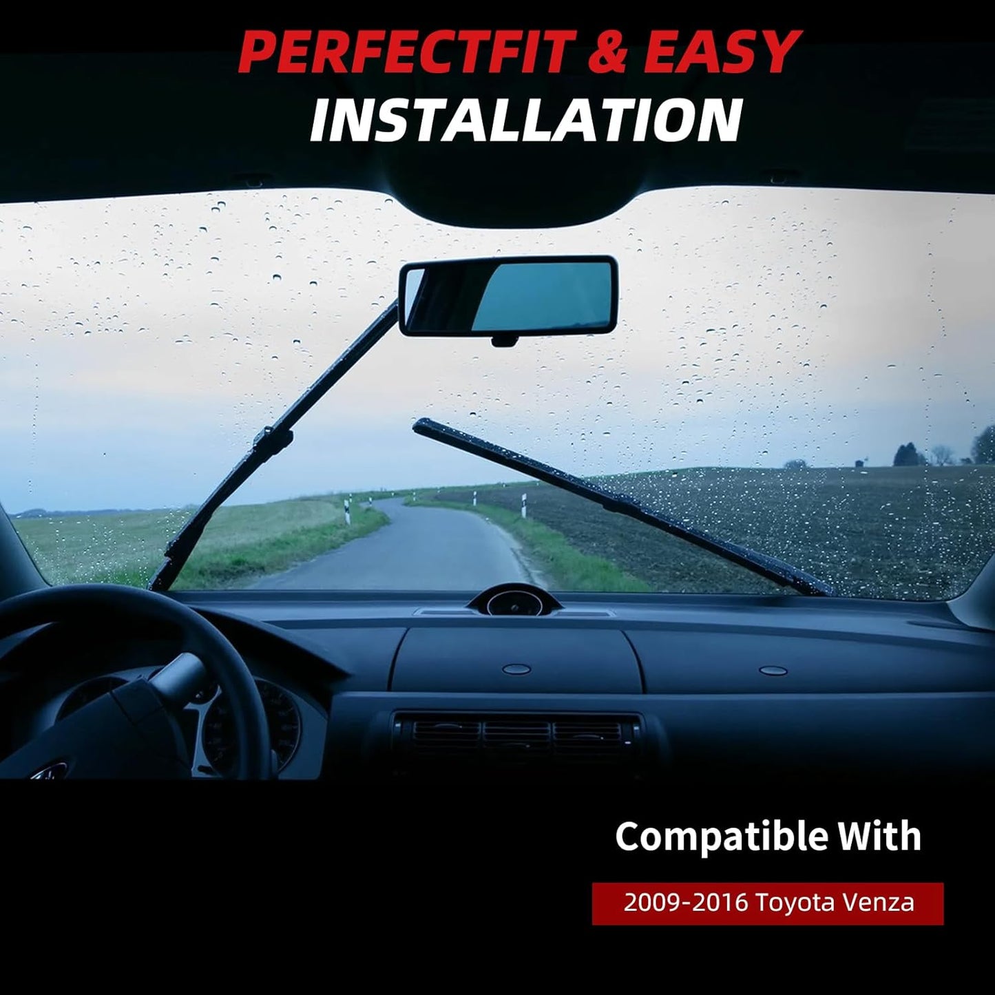 OTUAYAUTO Premium Windshield Wiper Blades - Replacement for Toyota Venza 2009-2016 - Precision Fit, All-Weather Performance, Front and Rear Wiper Blades, J/U Hook - 26"+22"+12" (Pack of 3)