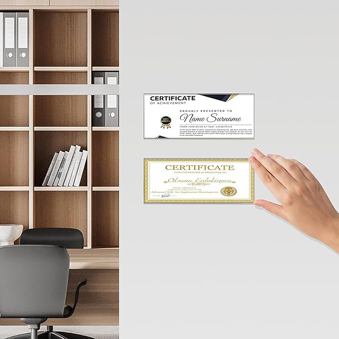 Business License Frame, 6 Pack 4x10 Inch Acrylic Clear Cosmetology License Frame Holder for Wall, License Certificate Holder for Restaurants Office School to Display Important Documents,No Drilling