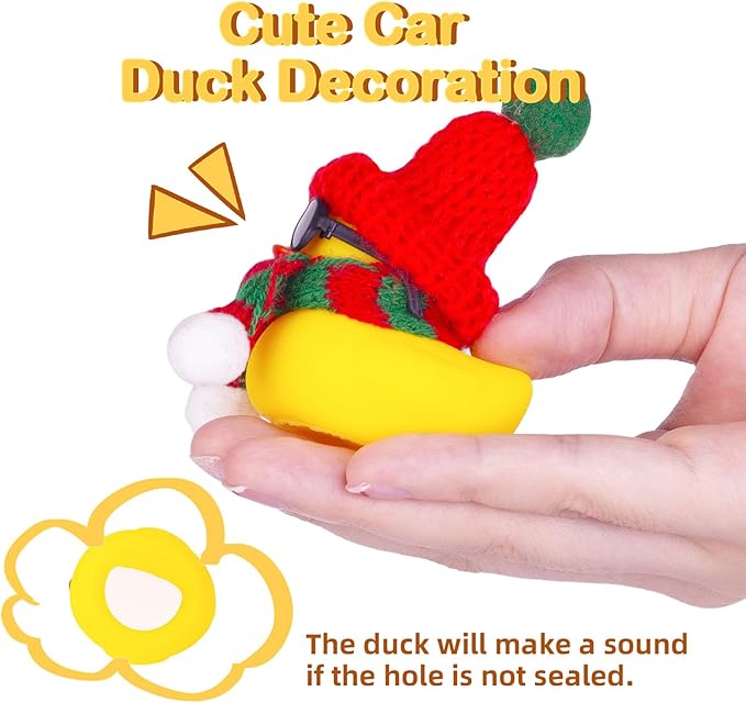 Rubber Duck Car Ornaments 2Pack Winter Duck Car Dashboard Decorations for Christmas Decor and Home Decorations with Mini Hat Scarf and Sunglasses(T14)
