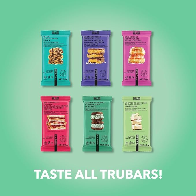 TRUBAR Vegan Protein Bar, It’s Mint to Be Chip, Gluten Free, Plant Based High Fiber, Dairy Free, Non GMO, Low Fat, No Sugar Alcohols, 12G Lean Protein, 13G Fiber, Healthy Snack Bars, 12 CT