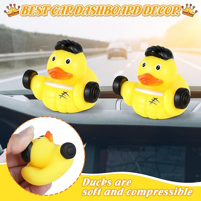 BOZILY Muscular Rubber Duck, Funny Rubber Ducks for Car Dashboard Decorations, Weightlifting Novelty Gift for Gym Lovers, Fitness Enthusiasts, Bodybuilders