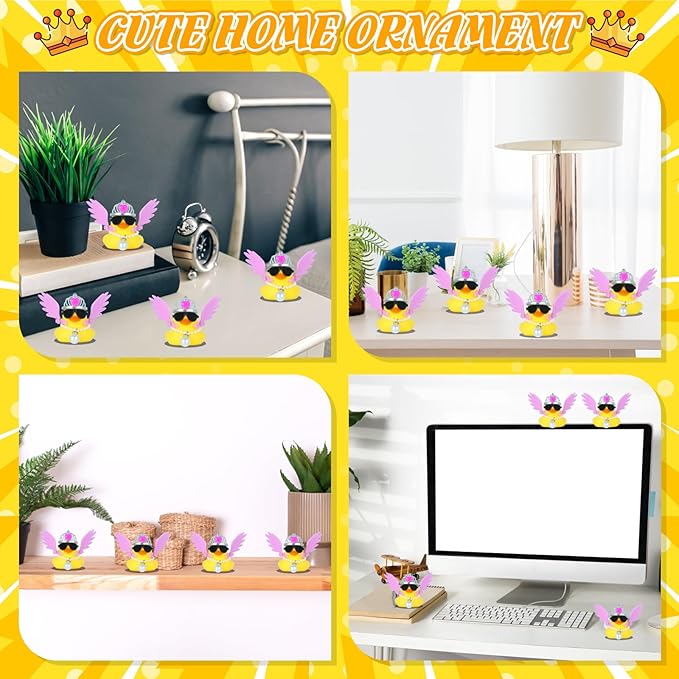 DIY Angel Rubber Duck with Crown & Wings - Sparkly Princess Duck for Car Dashboard & Home Decor - Funny Cute Mini Ducks Gift for Adults