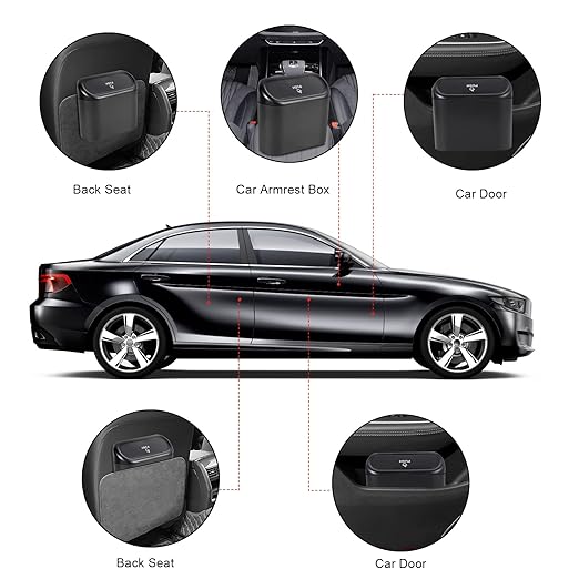2 Packs Mini Car Trash Can Bin with Lid and 150pcs Trash Bags,Car Trash Can Bin,Car Garbage Trash Can Storage for Front Back Seat Accessories (2)??(1)