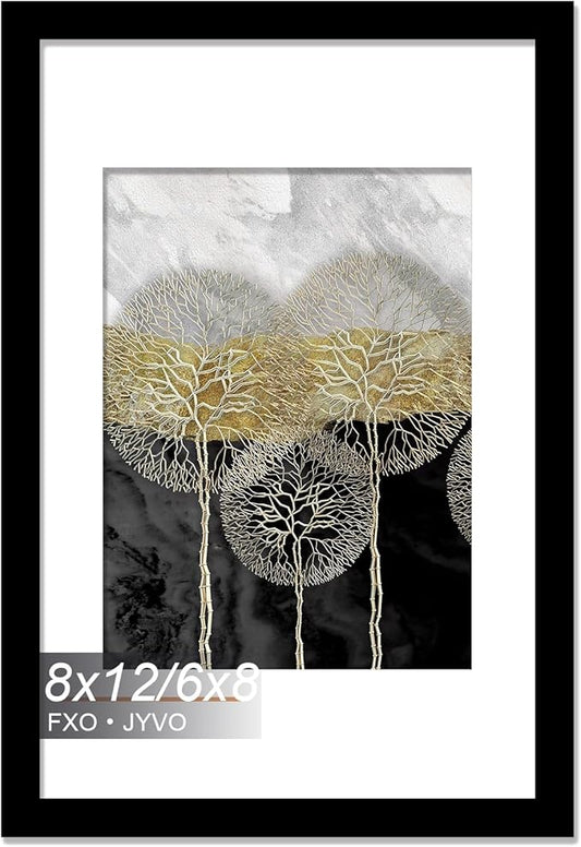 8x12 Picture Frame, Display Photo Poster 6x8 with Mat or 8 x 12 Without Mat, Light Weight and High Transparent 8 by 12 Frame for Wall - 1 Pack/Black/8"x12"