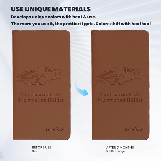 Car Registration & Insurance Card Holder Leather Auto Glove Box Organizer Document Wallet with Magnetic Shut