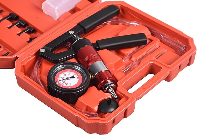 DHA 2 in 1 Brake Bleeder Kit Hand Held Vacuum Pump Pressure Tester, One Man Dual Vacuum and Pressure Tester Hand Pump Brake Bleeding Kit, Manual Brake System Clutch Fluid Tool for Car Motorcycle