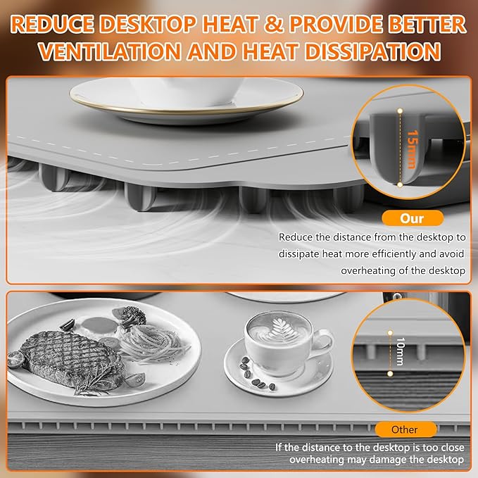 Warming Mat for Food, Electric Warming Tray, Fast Full Surface Graphene Electric Warming Tray, Extra Large Roll Up Silicone Food Warming Mat, Perfect for Gatherings, Parties &Everyday Use (Gray)