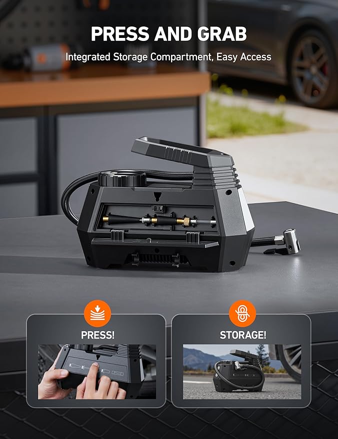 AstroAI H2 Pro Tire Inflator Portable Air Compressor Fully Upgraded Air Pump with DC 12V/Battery Dual Power Supplies Digital Pressure Gauge Fast Inflation Pump for Cars Motorcycles Bikes Balls Gray