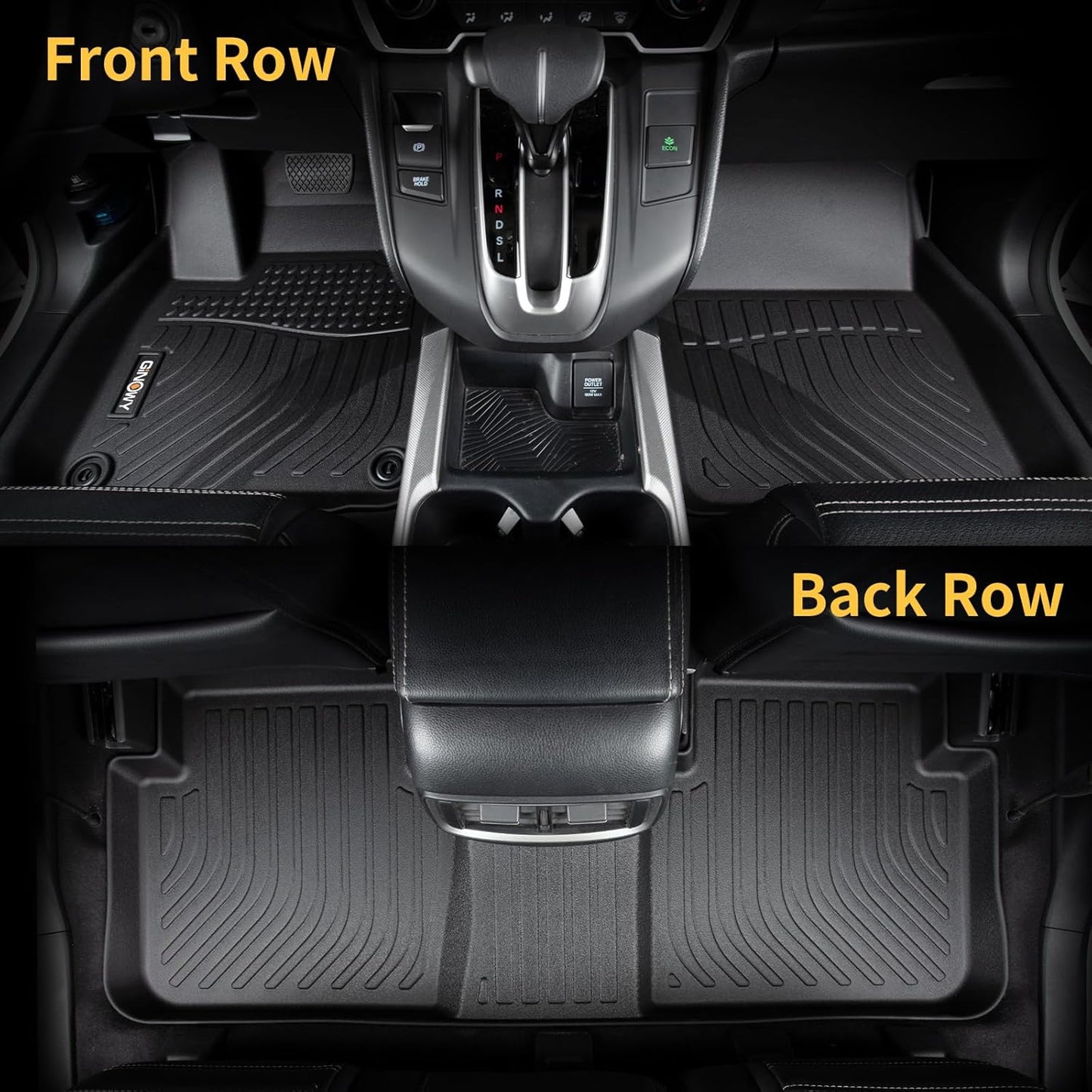 GINOWY-Floor Mats & Cargo Liner for Honda CRV 2017-2022 TPE All Weather CR-V Car Mats (Deck in Upper Position) Non-Slip Trunk Mat Floor Liners Waterproof Custom Fit Accessories Mats Black