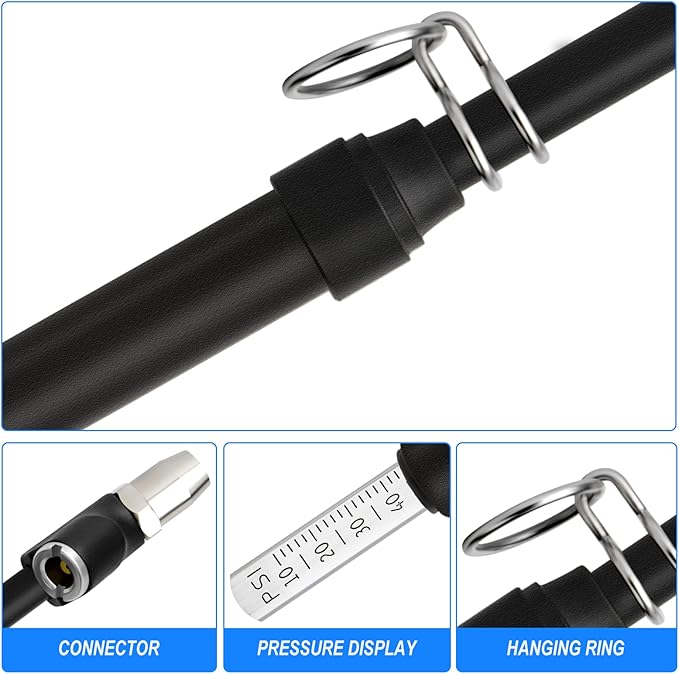 MEANLIN MEASURE Black Double Straight Type Tire Pressure Gauge, 10Pcs, 10-150 Psi, Suitable for Trucks, Cars, Motorcycles