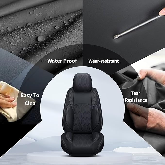 2 Front Car Seat Cover Fit for Nissan Frontier 2009-2023 2024 2025, Faux Leather for Frontier Seat Covers Waterproof Auto Seat Cushion Protector Compatible Airbag (2 Seats,Black)