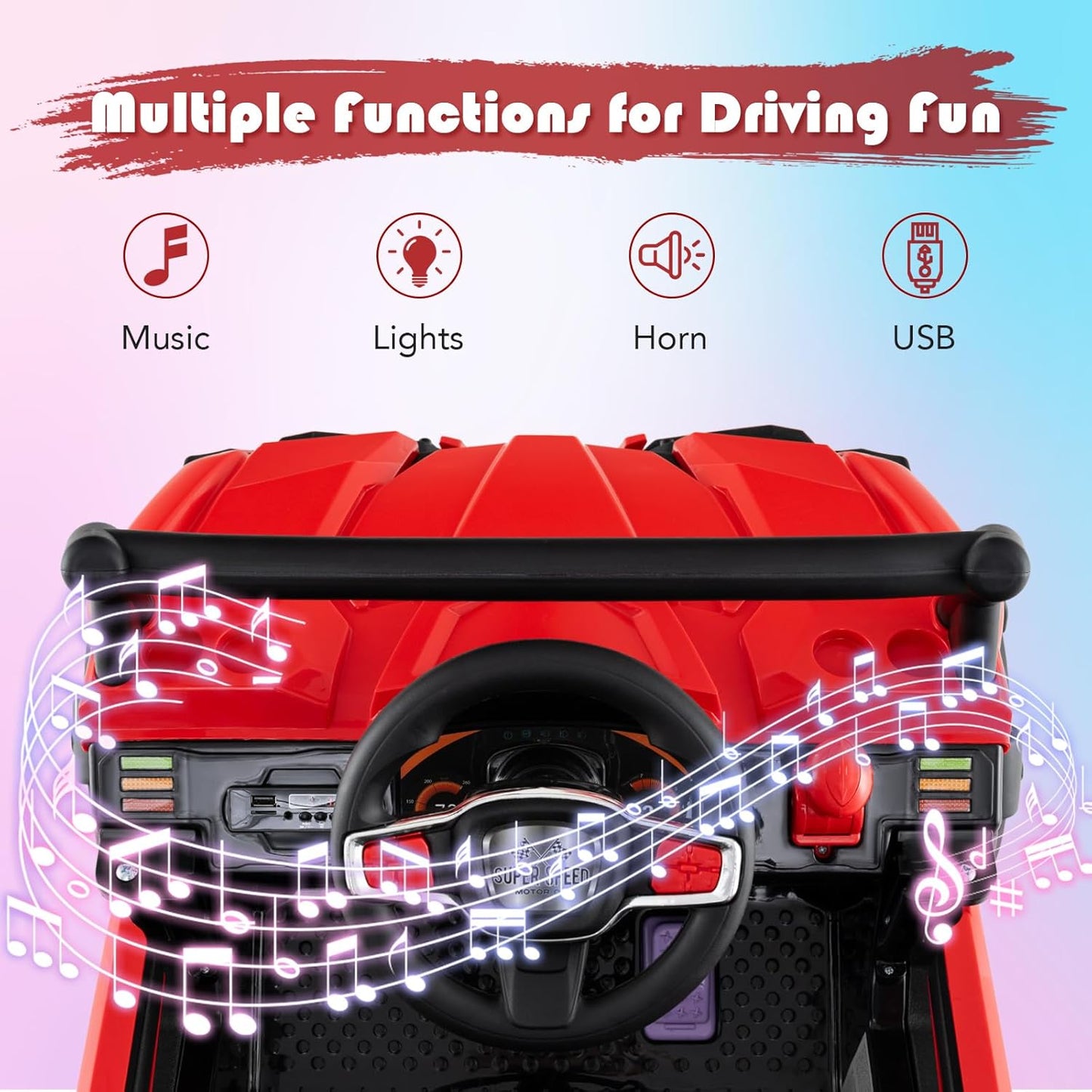 OLAKIDS 12V Ride on Car UTV, Battery Powered Off-Road Kids Electric Vehicles with Remote Control, Music, Horn, MP3, Lights, 3 Speeds, Soft Start, Ride on Truck for Boys Girls (Red)