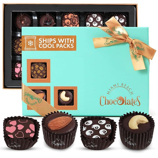 Vegan Dark Chocolate Truffles Gift Box, 15 Pieces of Chocolates Gift Box, Ultimate Assorted Chocolates for Birthdays, Holidays or Corporate Gifts, A Premium Kosher Chocolate Experience for Gifting
