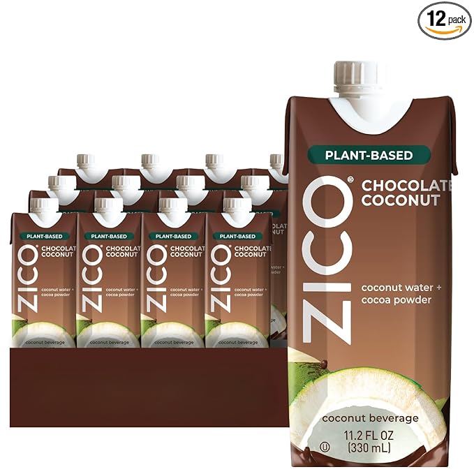 Zico Chocolate Coconut Water, Dairy-free, Plant-based, tastes like Chocolate Milk, 11.2 Fl Oz (Pack of 12)