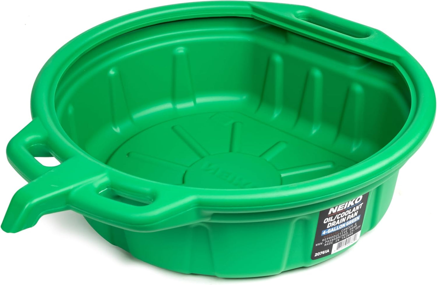 NEIKO 20761A Large Coolant/Oil Drain Pan, 4 Gallon (16L) Capacity, Antifreeze Green Plastic Anti Splash Oil Pan, Motor Oil Drip Catcher Pan, Non Spill Pour Spout, Oil Catch Pan for Changing Oil