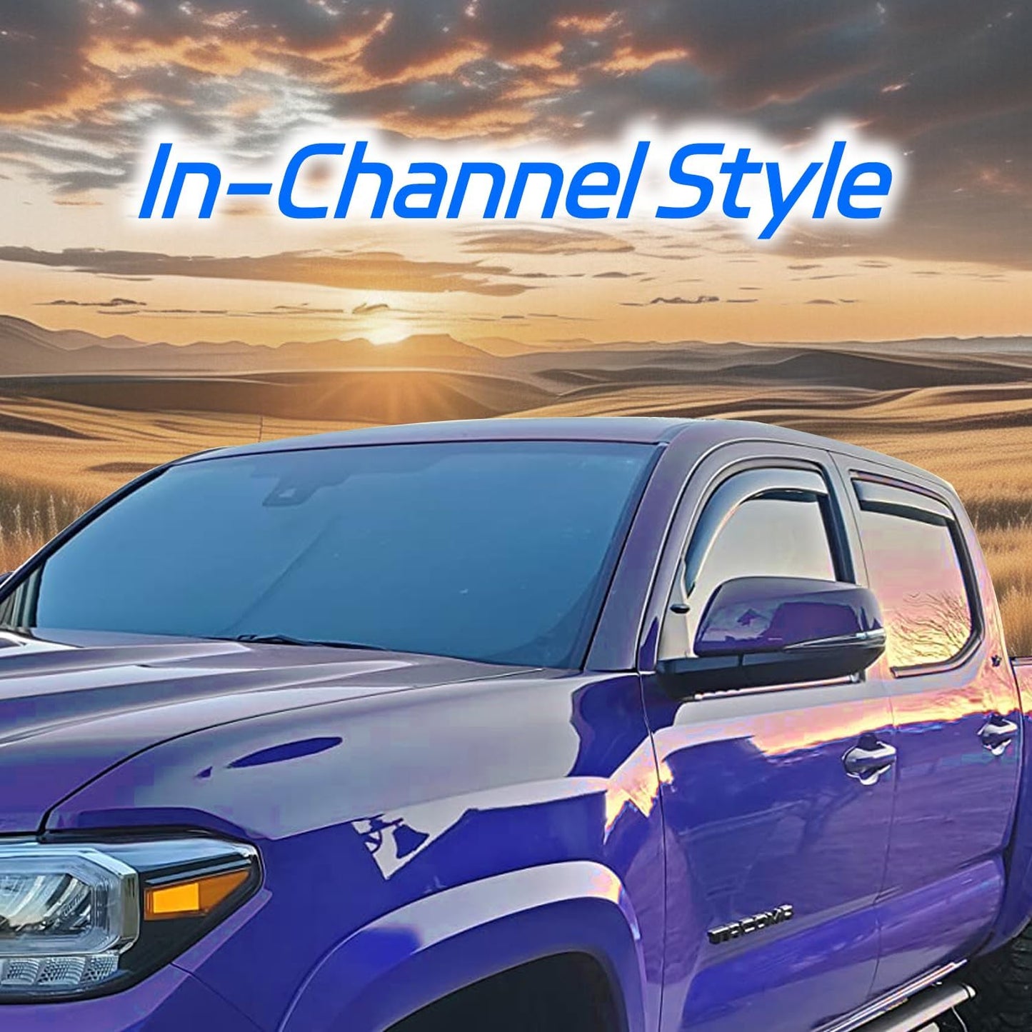 4 PCS in-Channel Rain Guards Fit for 2009-2018 Dodge Ram 1500 Crew Cab, 2019-2023 Ram 1500 Classic Body, 2010-2024 Ram 2500 & 3500 Mega/Crew Cabs Window Vent Visors, Window Deflectors