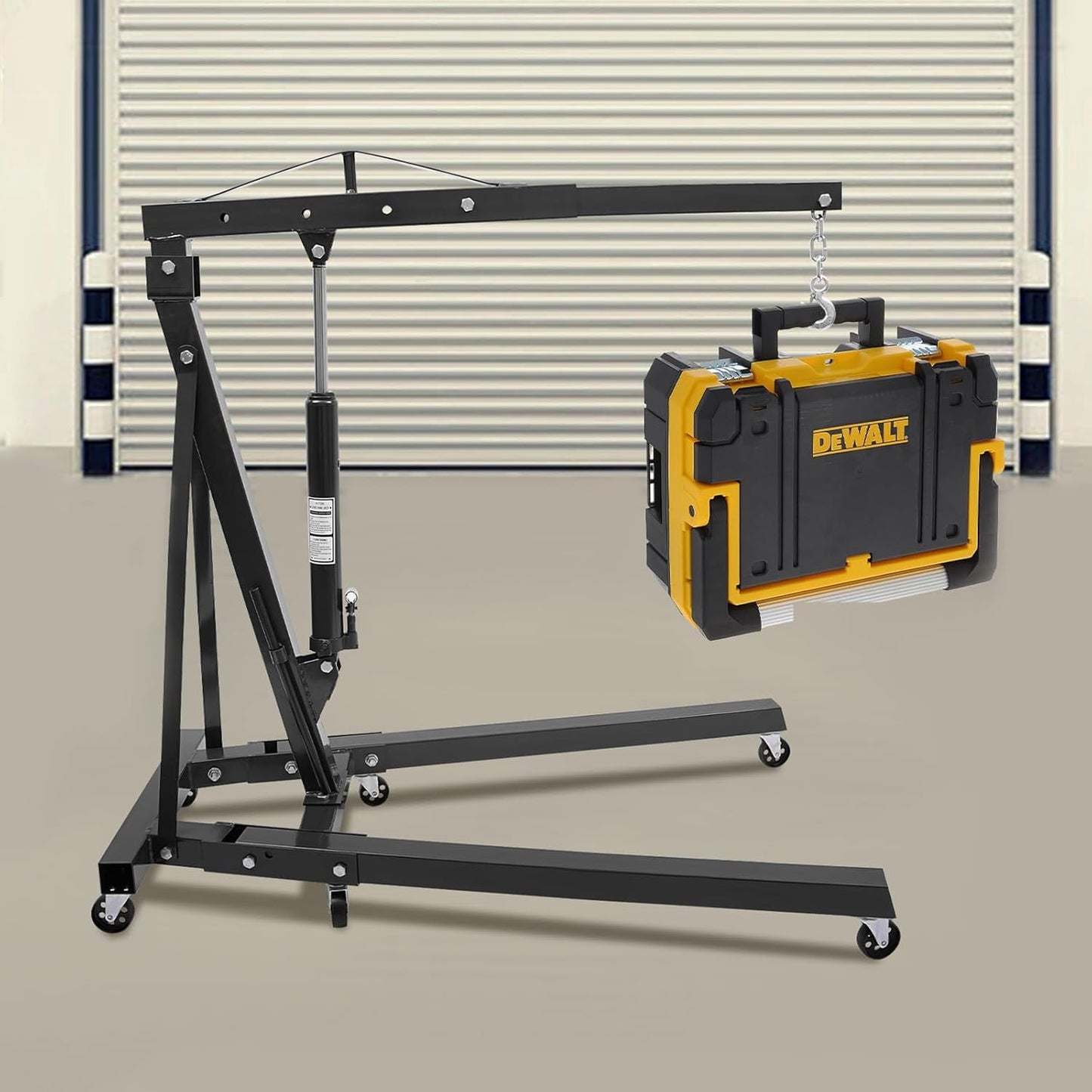 Folding Engine Hoist 1 Ton Engine Crane Lift with 6 Caster Wheels 2200LBS Steel Hydraulic Engine Crane 4 Adjustable Positions for Car Fixing Workshops Garages Warehouse(Sent in 2 Packages)