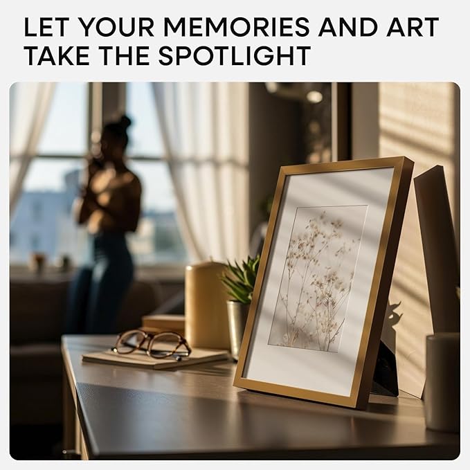 Homeforia A5 Picture Frame Bronze, High End Metal 5.8 x 8.3 Frame Matted to 4.1 x 5.8 Photo, A5 Frame with Mat A6 Art, 5.8x8.3 Poster Frames, 8.3x5.8 Display Frames, Tempered Glass, Wall Kit, Set of 3
